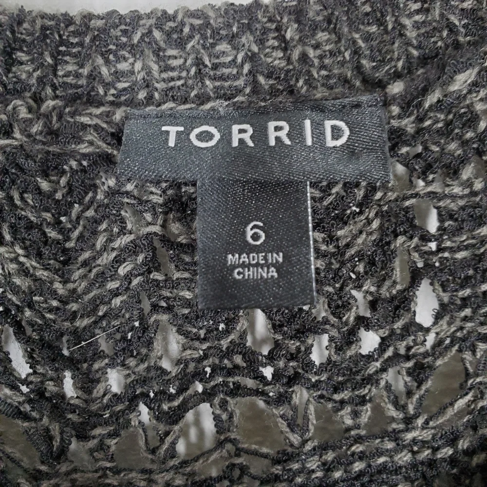 TORRID LADDER & POINTELLE KNIT SWEATER